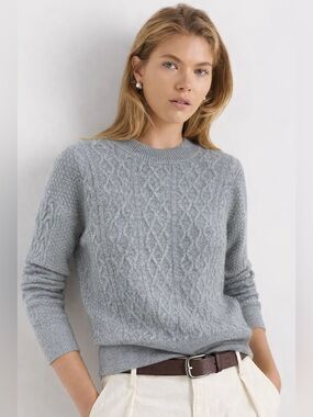 Quince 100% Merino Wool Crewneck Cable-Knit Sweater - Size Women’s Medium - Gray